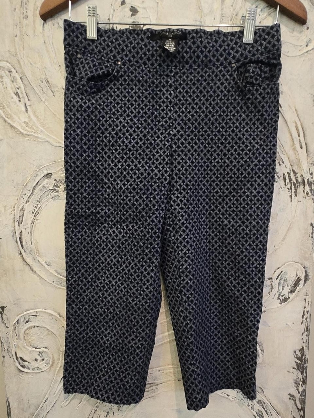 89th & Madison Navy Geometric Cropped Jeans